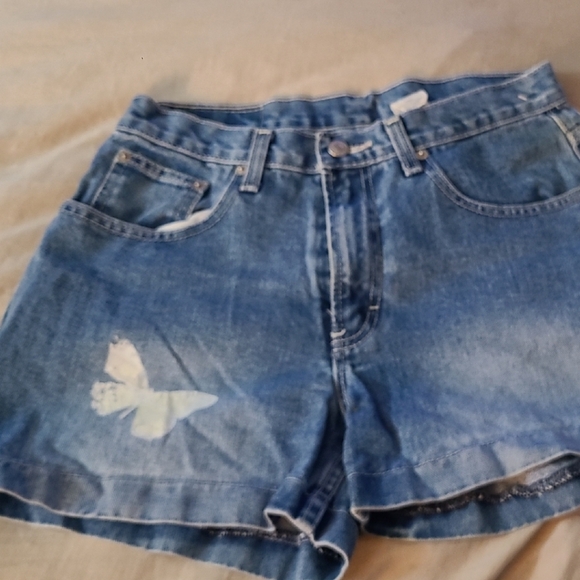 Jordache Women's Light Blue Jean Shorts with Floral Design - Picture 2 of 3
